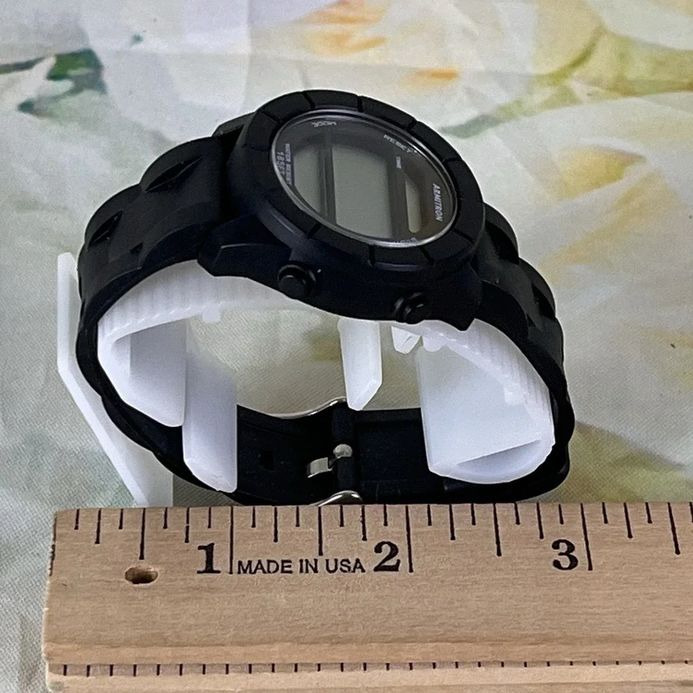 Armitron Men's Sport Digital Watch Solid Black 165FT Stopwatch *needs Battery